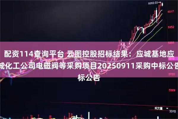 配资114查询平台 云图控股招标结果：应城基地应城化工公司电磁阀等采购项目20250911采购中标公告